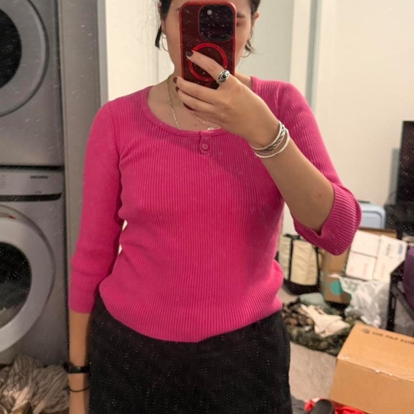 Y2K Pink Ribbed Henley - Picture 5 of 5